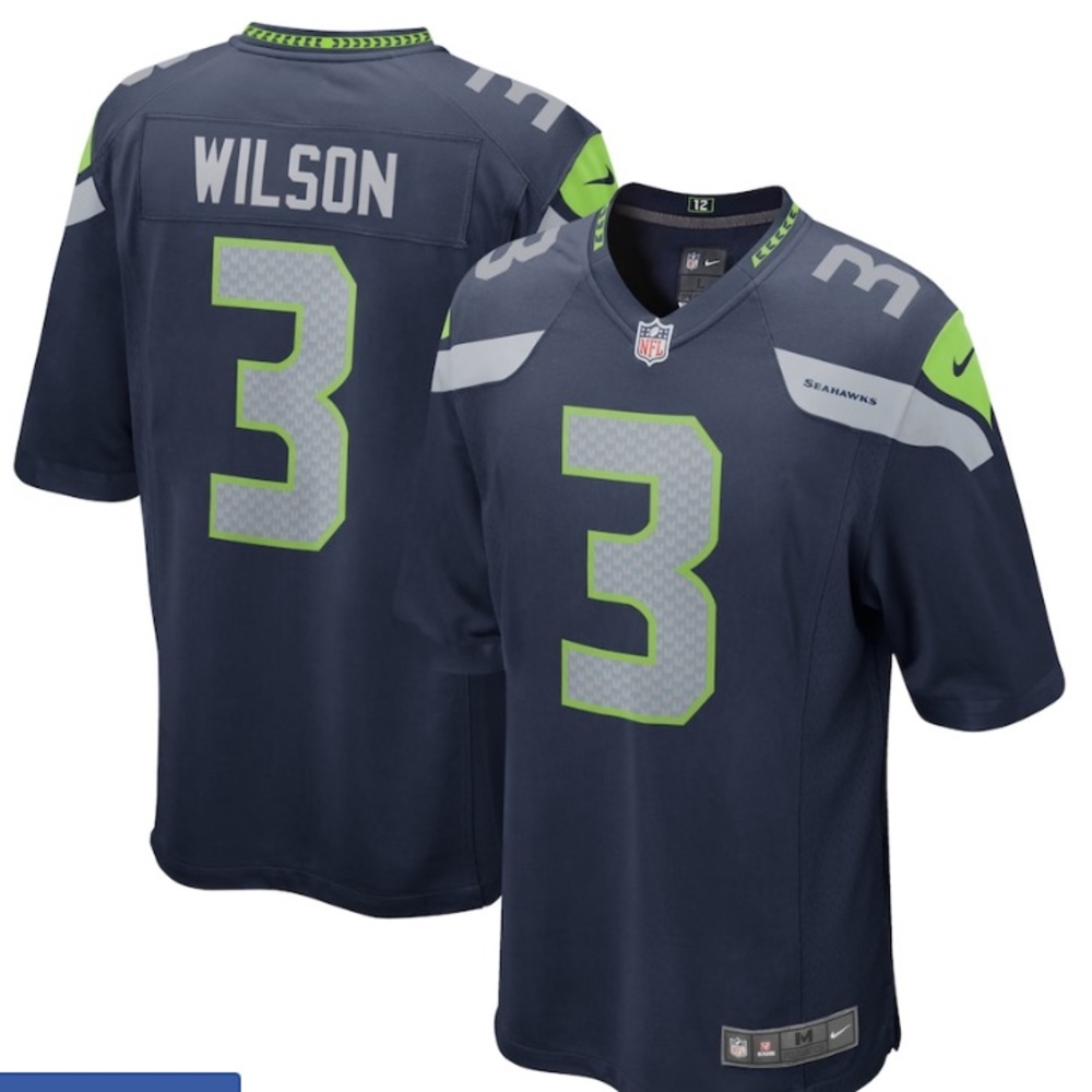 NFL Seattle Seahawks official #3 Russell Wilson player jersey; men's XL